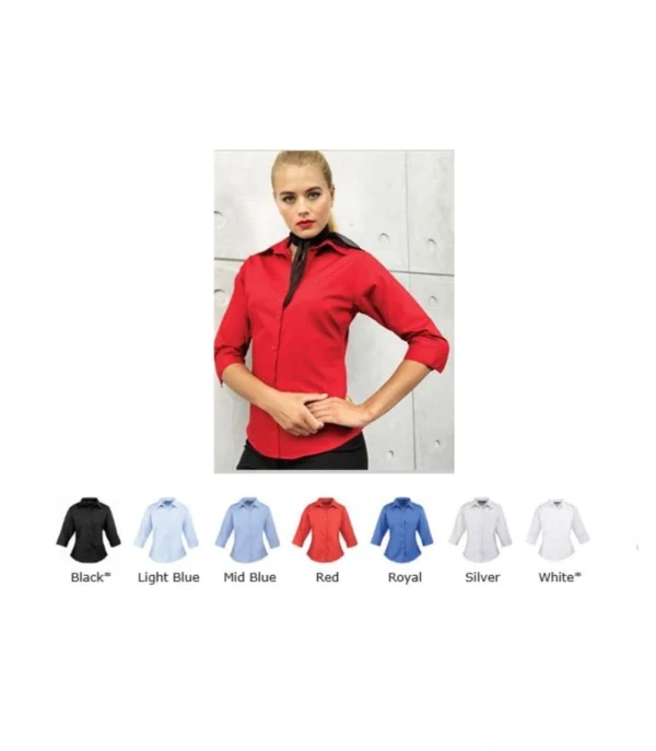 Premier PR305 Workwear 3/4 sleeve Poplin Blouse